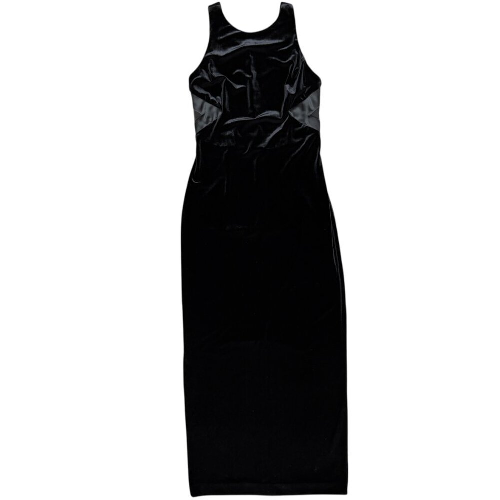 EUC Vintage FAVIANA Black Velvet Dress/Gown with Cut-Outs | Size 11/12